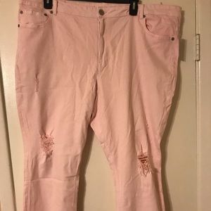 Brand New - Eloquii pink distressed jeans